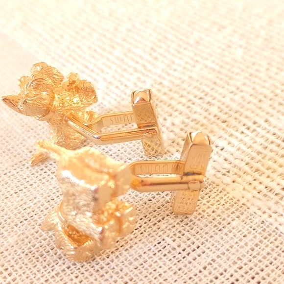Vintage Swank Scottie Dog Gold Toned Cuff Links - Picture 7 of 7
